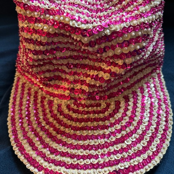 Vintage Pink and White Beaded Hat - Picture 4 of 7